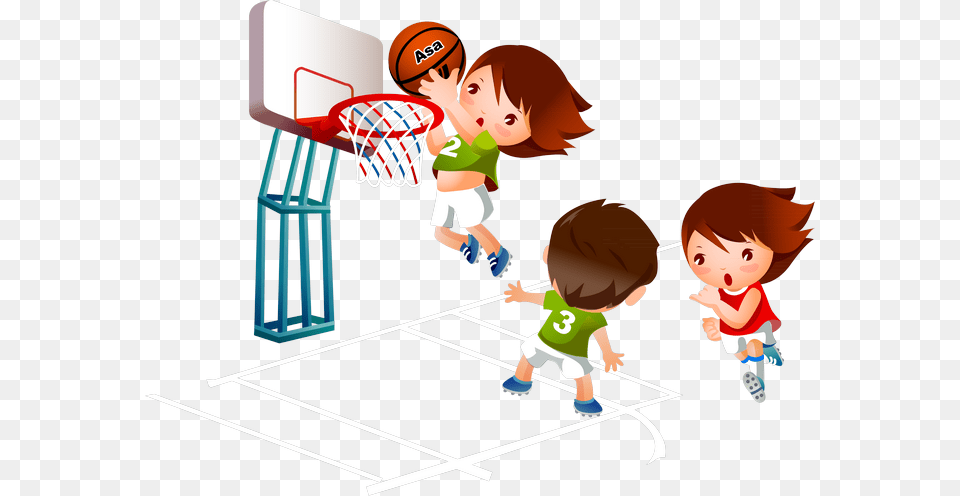 Playing Basketball Cartoon, Hoop, Baby, Person, Sport Png