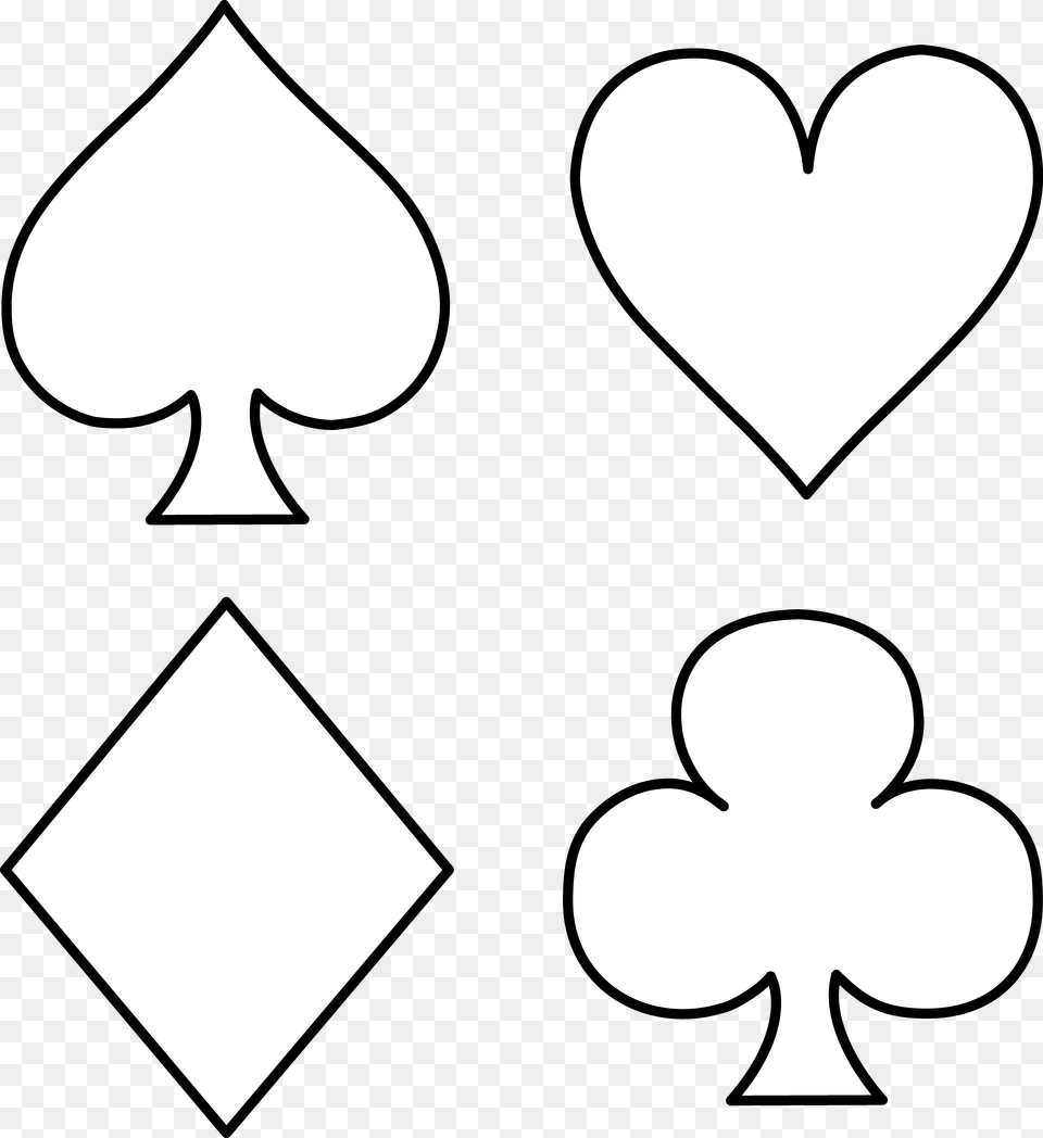 Playing Card Suits Line Art, Stencil Free Png Download