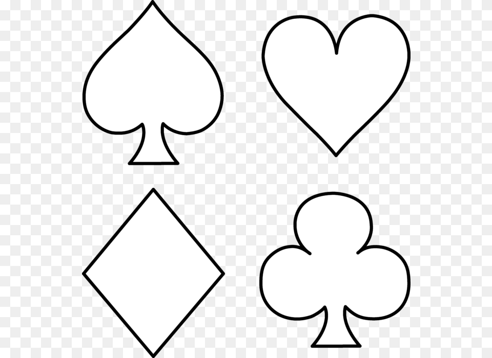 Playing Card Suits Lineart Clip Art, Stencil Free Transparent Png