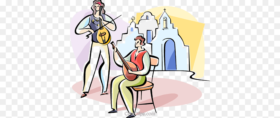 Playing In Front Of Greek Church Royalty Vector Clip Art, Person, Leisure Activities, Performer, Musician Free Transparent Png