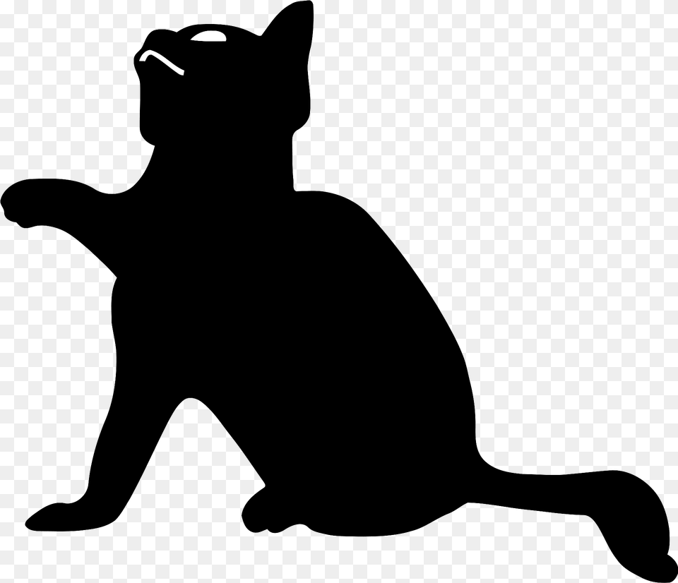 Playing Kitten Silhouette Clipart, Animal, Cat, Mammal, Pet Free Png