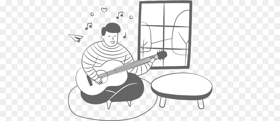 Playing Music Icon Of Stool, Guitar, Musical Instrument, Adult, Male Png Image