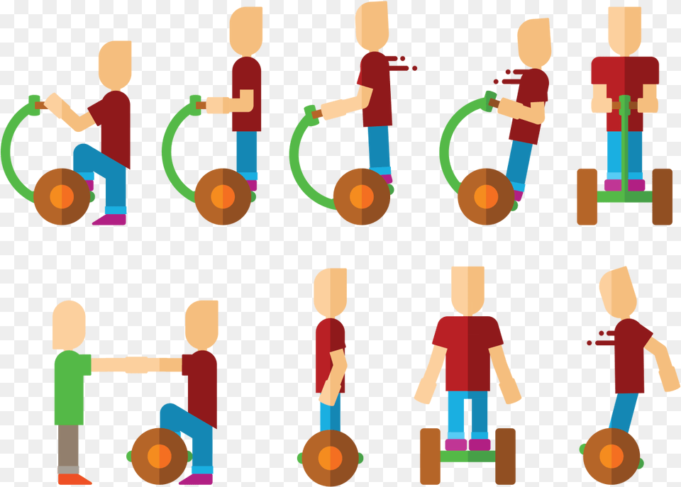 Playing Segway Vector, Boy, Child, Male, Person Free Transparent Png