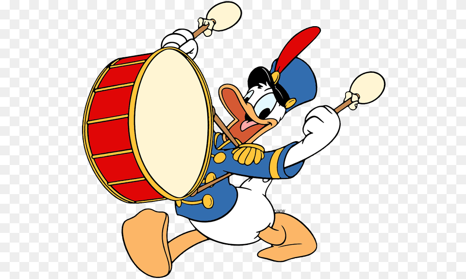 Playing The Drum In A Marching Band Donald Duck Marching Band, Musical Instrument, Percussion, Dynamite, Weapon Free Png Download