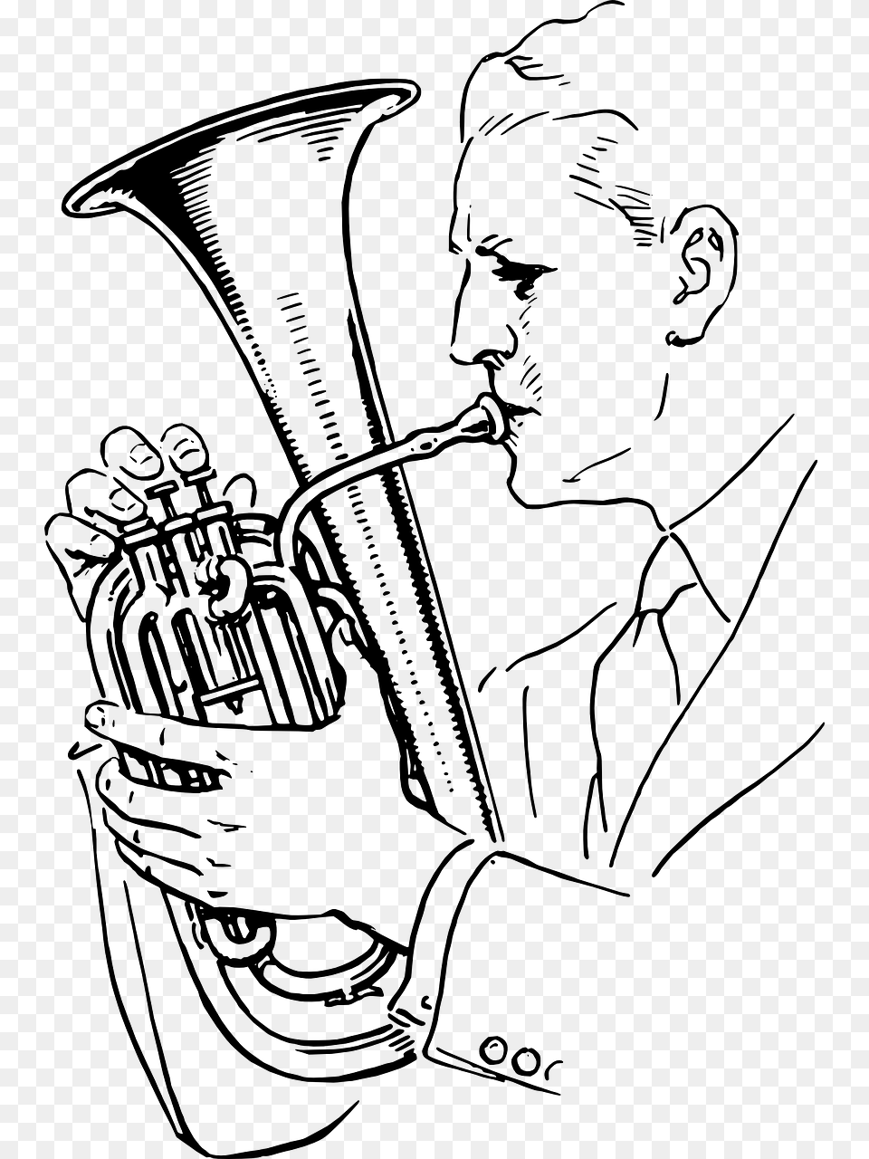 Playing Tuba Clipart Black And White, Gray Png