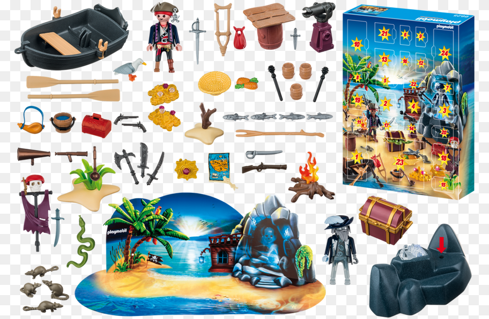 Playmobil Advent Calendar Secret Pirates Treasure, Vehicle, Transportation, Boat, Person Png