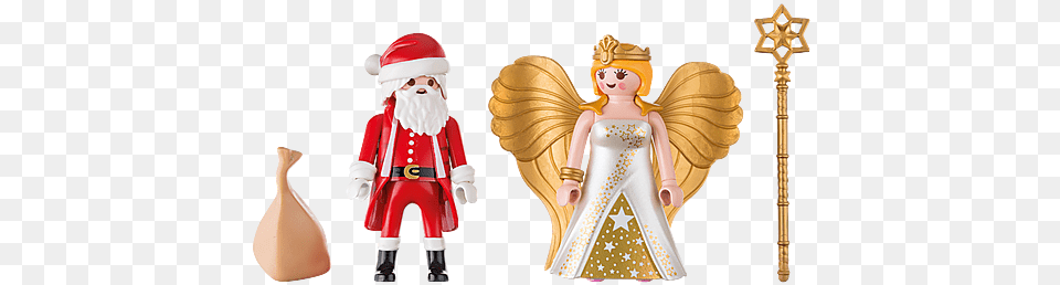 Playmobil Christmas 9498 Santa And Angel Playmobil 9498, Figurine, Wedding, Person, Adult Png Image