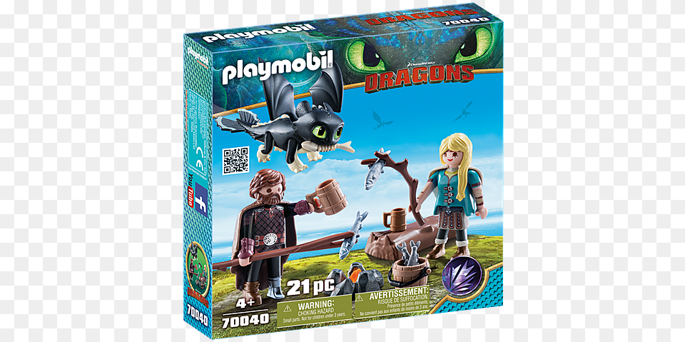 Playmobil Hiccup Astrid And Dragon, Book, Publication, Qr Code, Child Free Png