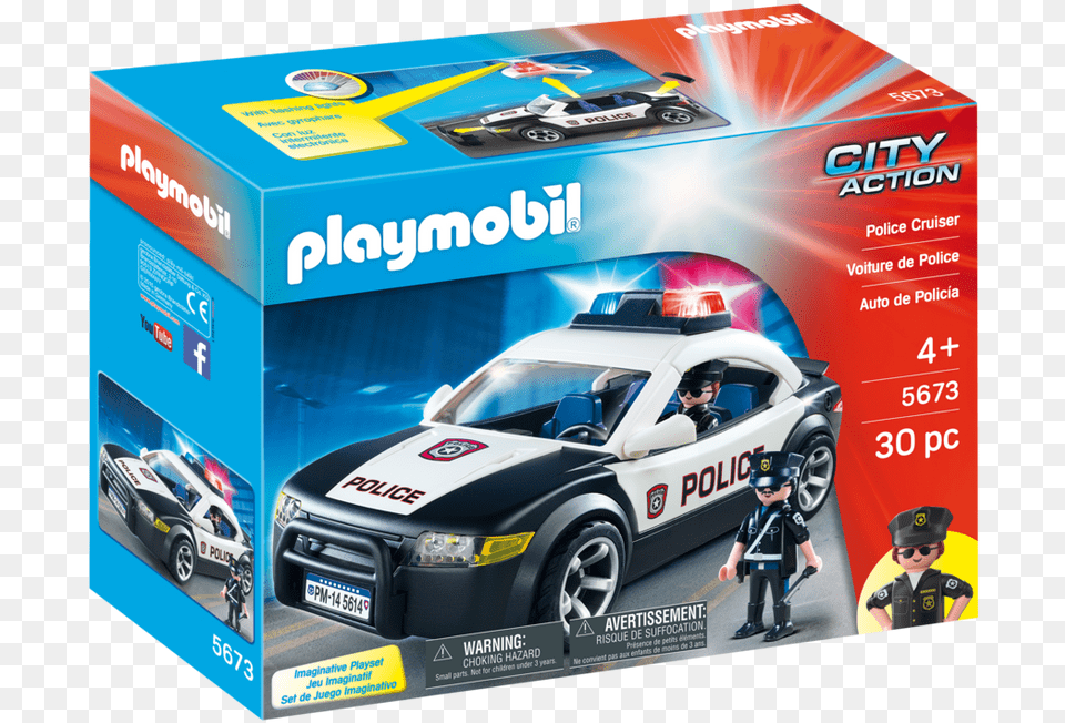 Playmobil Police Car, Vehicle, Transportation, Wheel, Person Free Transparent Png