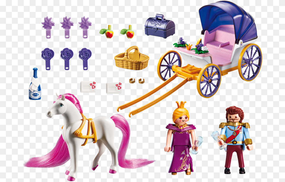 Playmobil Princess 6856 Royal Couple With Carriage Playmobil Princess, Wheel, Vehicle, Transportation, Toy Png Image