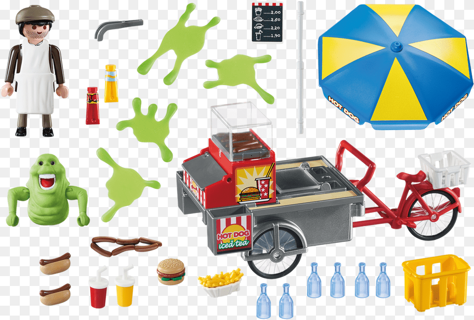 Playmobil Slimer With Hot Dog Stand, Toy, Wheel, Machine, Person Png Image