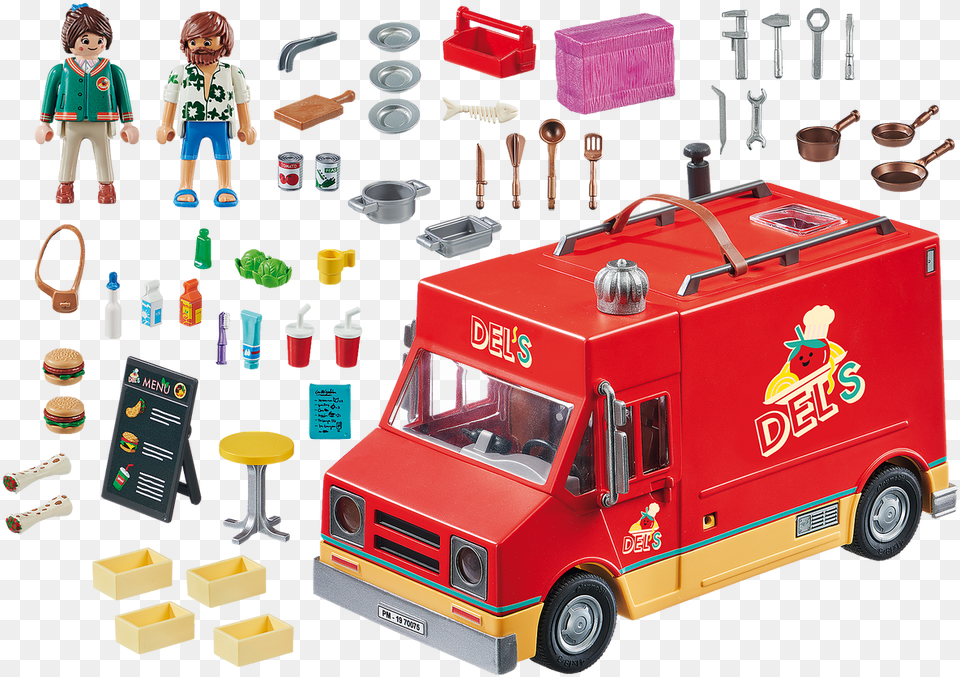 Playmobil The Movie Del S Food Truck Playmobil Food Truck, Person, Machine, Wheel, Transportation Png Image
