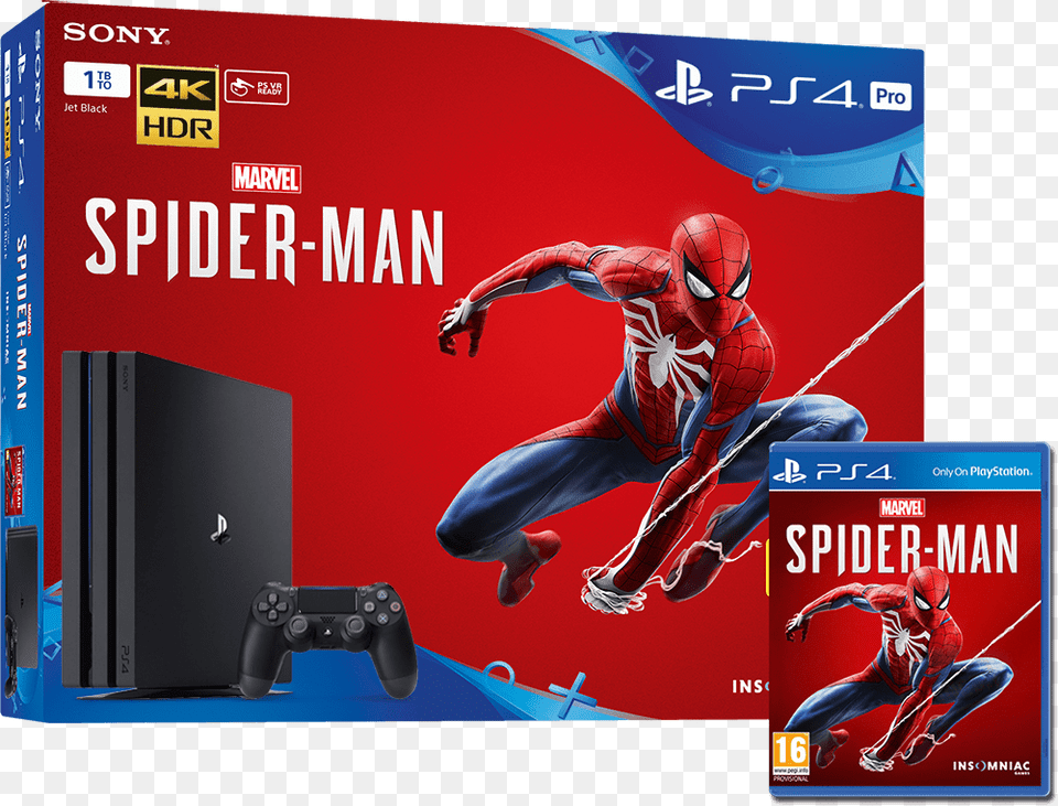 Playstation 4 1tb Spider Man, Adult, Person, Male, Hardware Free Png Download