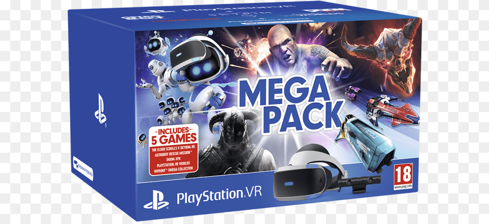 Playstation Vr Headset Mega Pack Incs 5 Games Vr Bundle Mega Pack, Adult, Male, Man, Person Free Png Download