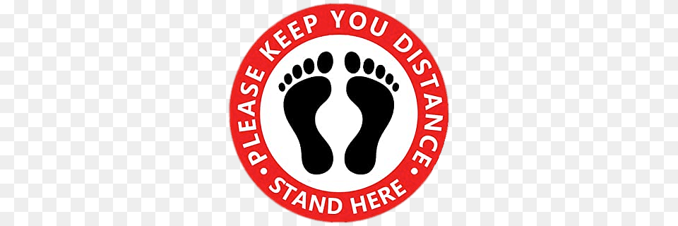 Please Keep Your Distance Floor Sticker, Logo, Footprint, Disk Free Png