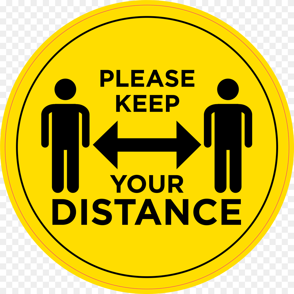 Please Please Keep Your Distance Logo, Sign, Symbol, Road Sign, Disk Free Transparent Png