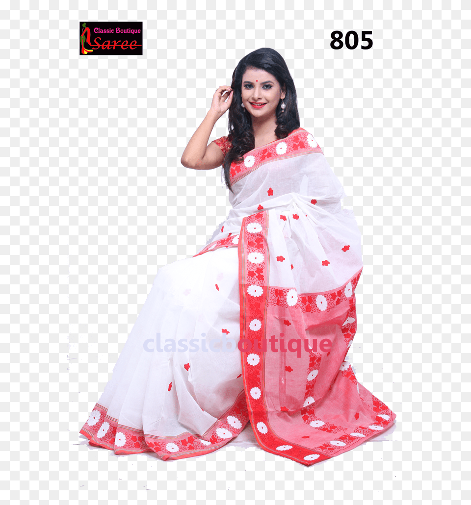 Please Upgrade To Full Version Of Magic Zoom Plus White Amp Red Tant Saree, Clothing, Dress, Fashion, Gown Free Png Download