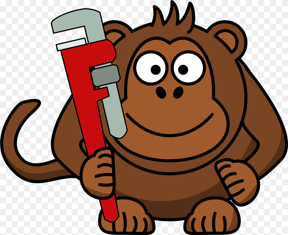 Plumber Cartoon Monkey Monkey With A Monkey Wrench, Dynamite, Weapon, Animal, Mammal Free Png