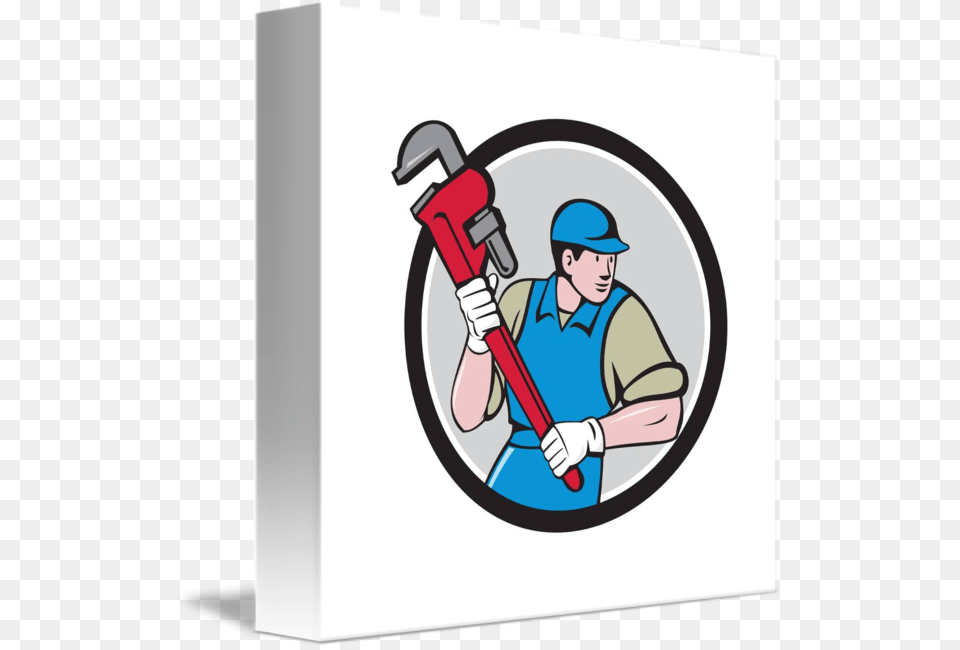 Plumber Running Monkey Wrench Circle Cartoon, Baby, Person, Face, Head Png Image