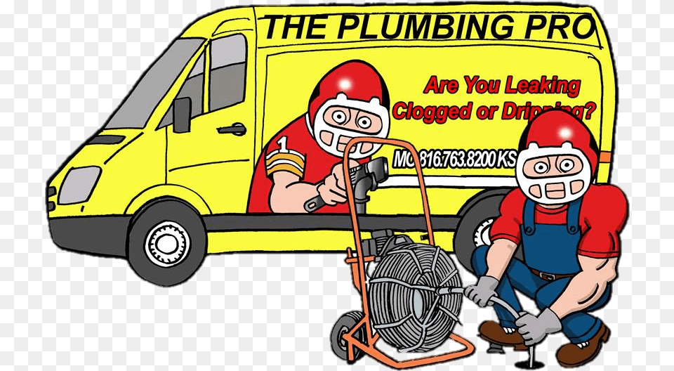 Plumbing Pro Van With Plumber Snaking Line Cartoon, Transportation, Vehicle, Baby, Person Free Transparent Png