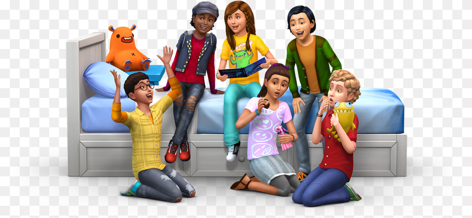 Plumbob News The Sims 4 Kids Room Stuff Kid Sims 4 Child Group Poses, Person, People, Clothing, Couch Free Png