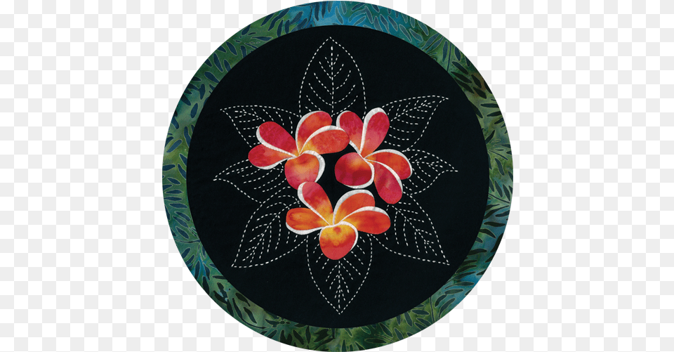 Plumeria Tropical Flowers Sashiko U0026 Applique Fabric Kit Circle, Pattern, Art, Floral Design, Graphics Free Png