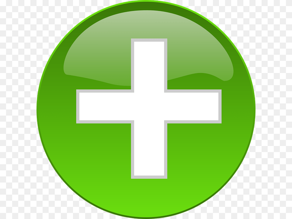 Plus, Cross, Symbol, Green, Disk Free Png