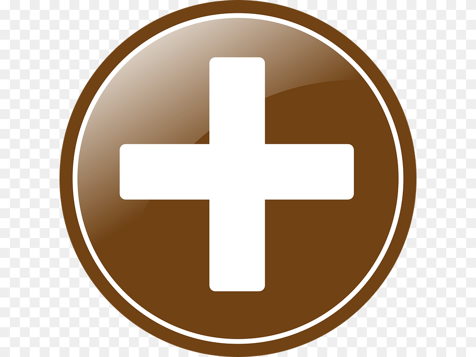 Plus Add Addition Button Sign Symbol Icon Round Add Icon Brown, Cross, Disk Free Png