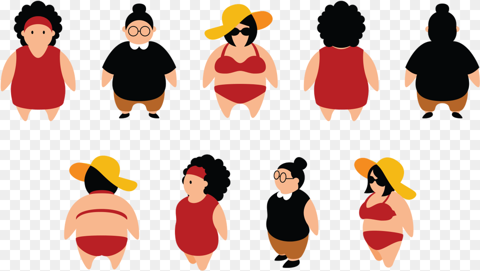 Plus Size Girls Cartoon Vector Fat Girl Free Vector, Clothing, Hat, Baby, Cap Png