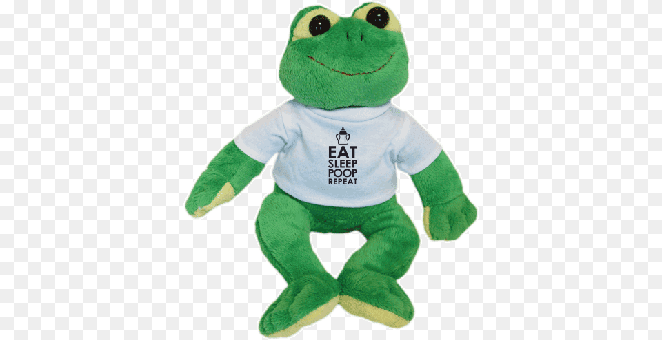 Plush Frog Freddie With Printing Eat Sleep Poop Stuffed Toy, Teddy Bear Free Png