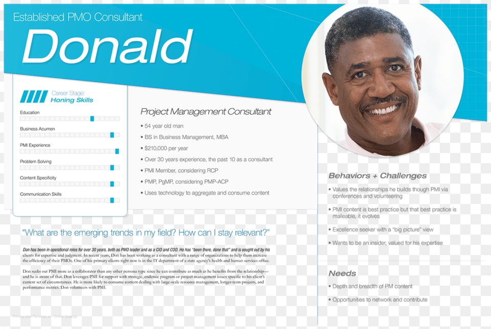 Pmi Persona Donald Mba User Persona, Advertisement, Poster, Adult, Person Free Png