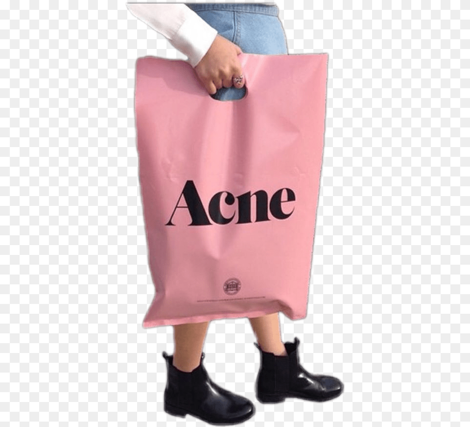 Pngblush On It Acne Bag Pink Shopping Bag, Person, Shopping Bag, Clothing, Footwear Free Png