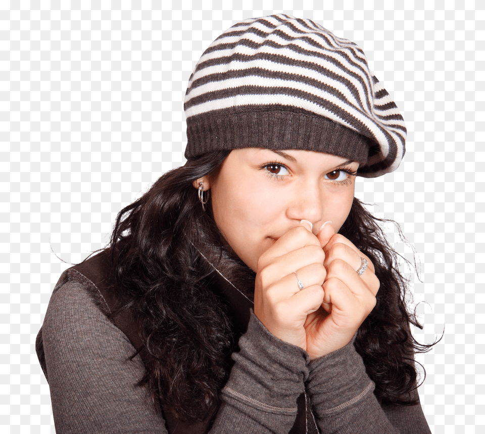 Pngpix Com Beautiful Girl Freezing In Winter Image, Beanie, Cap, Clothing, Hat Free Transparent Png