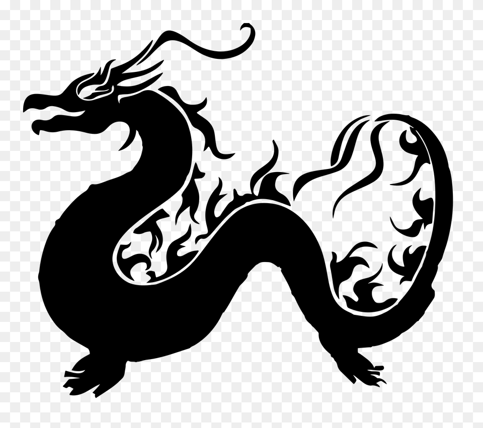 Pngpix Com Dragon Tattoo Transparent, Stencil, Silhouette, Firearm, Gun Png Image