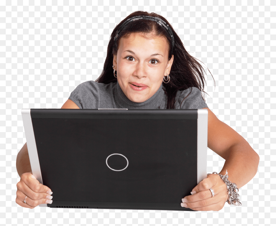 Pngpix Com Excited Woman Using Laptop Image, Pc, Person, Hand, Finger Png
