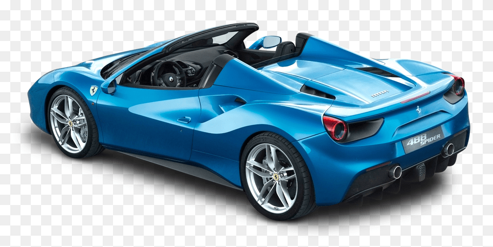Pngpix Com Ferrari 488 Spider Blue Car Back Image, Machine, Transportation, Vehicle, Wheel Free Png