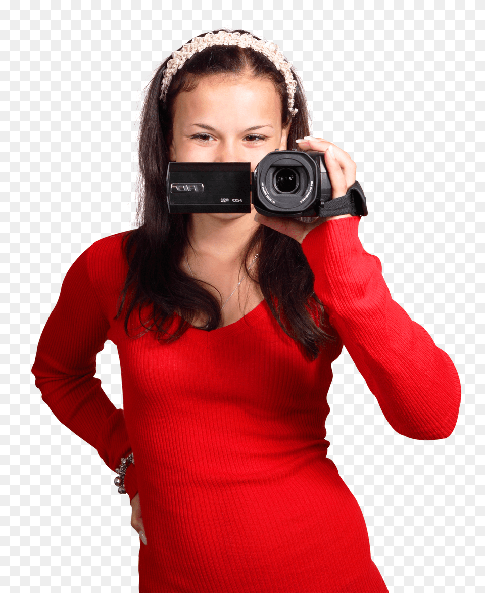 Pngpix Com Girl Filming With Digital Camcorder Adult, Female, Person, Photography Png Image