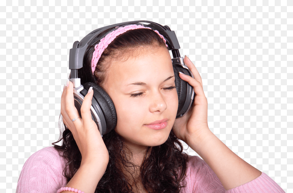 Pngpix Com Girl Listening Music With Headphones Image, Electronics, Adult, Female, Person Free Png Download