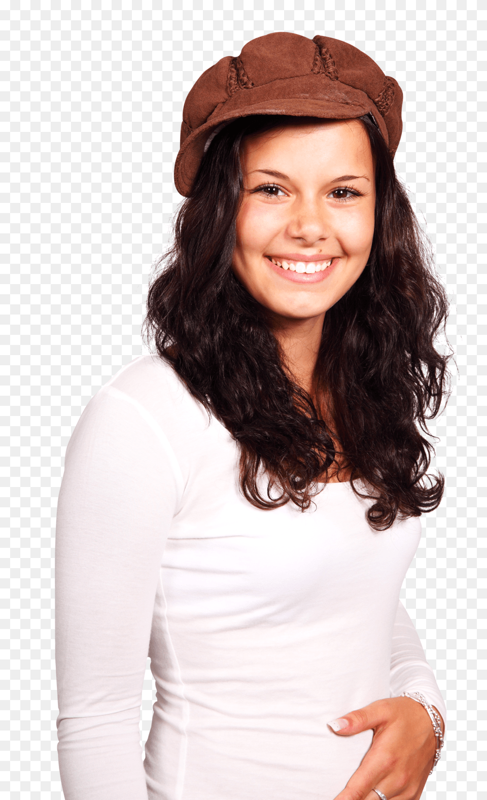 Pngpix Com Girl With Hat On Her Head Image, Adult, Smile, Sleeve, Person Free Transparent Png