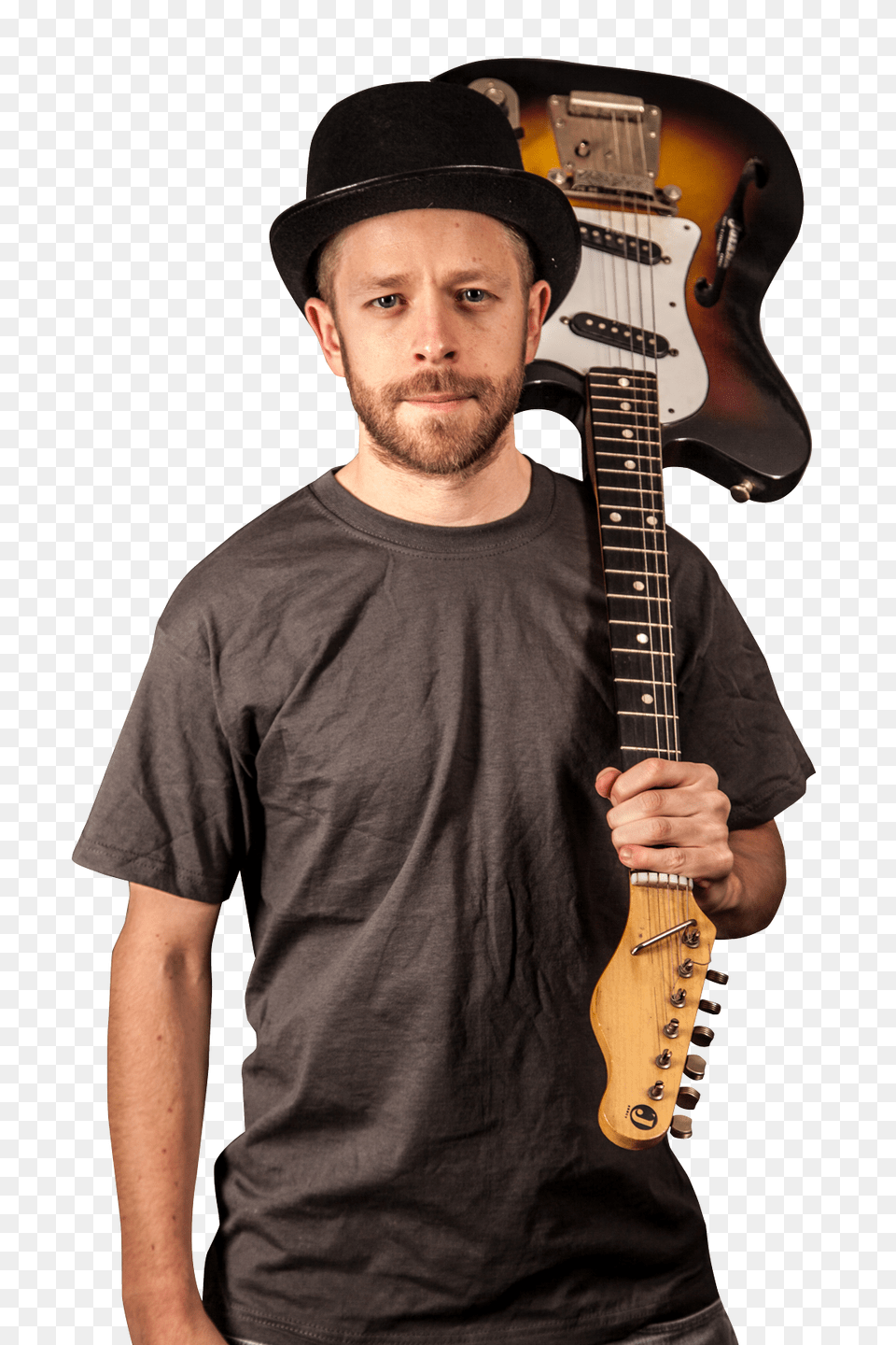 Pngpix Com Guitarist Stand And Holds A Guitar Image, Musical Instrument, Adult, Man, Male Png