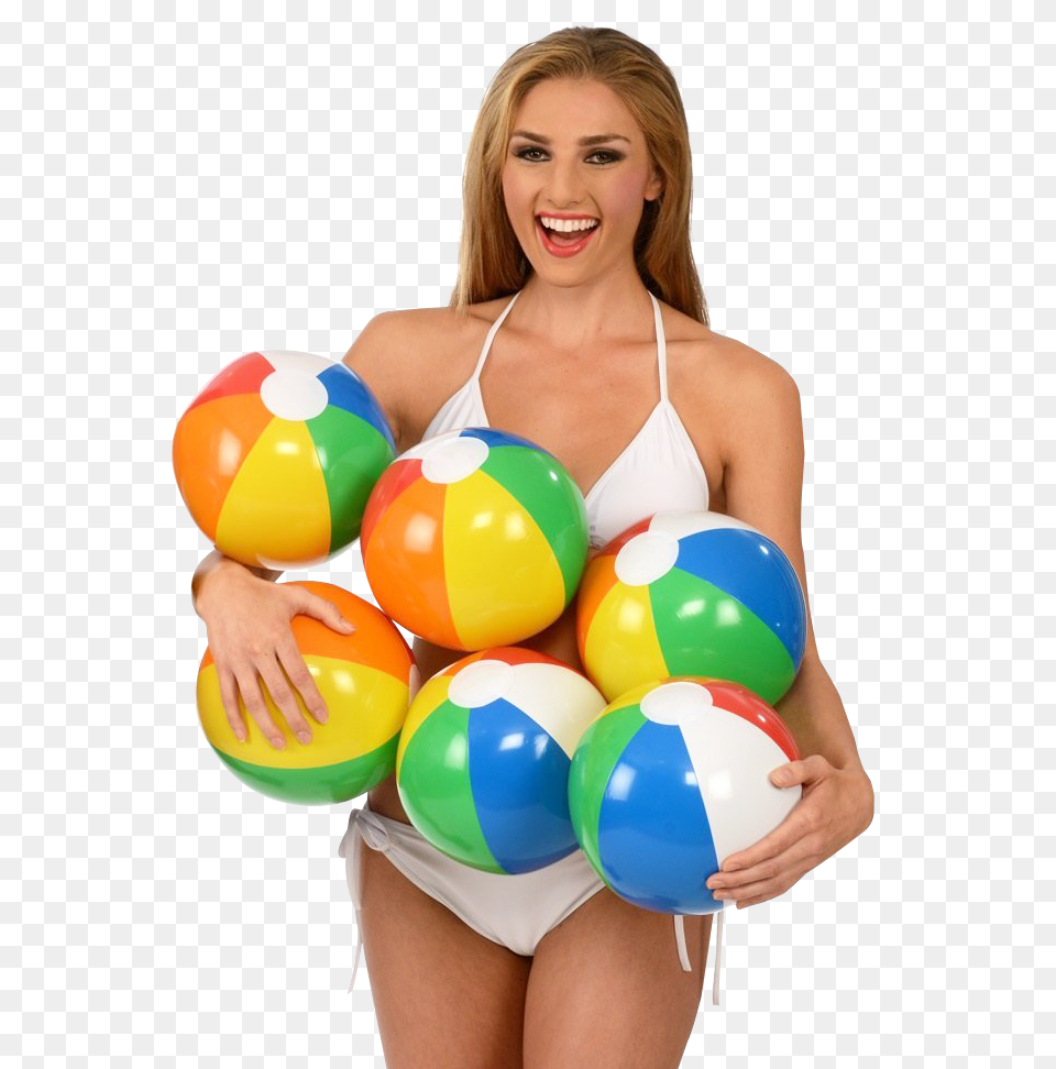 Pngpix Com Happy Woman Holding Beach Ball Image, Swimwear, Clothing, Adult, Person Free Png