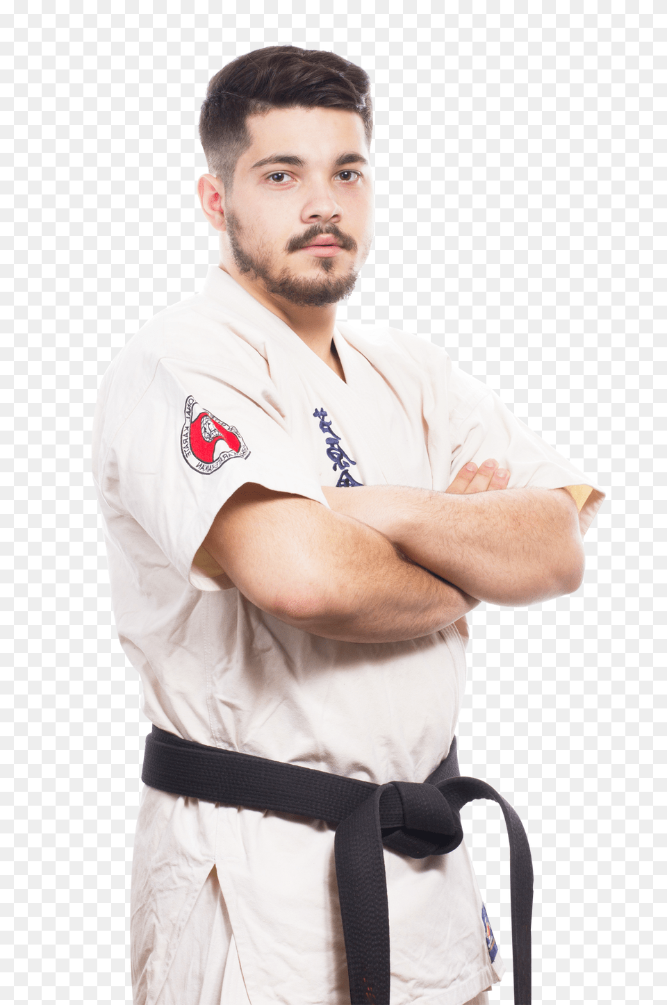 Pngpix Com Karate Male Fighter In White Kimono And Black Belt, Martial Arts, Person, Sport, Adult Png Image