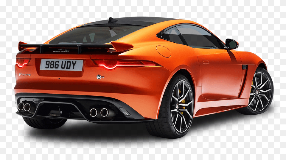 Pngpix Com Orange Jaguar F Type Svr Coupe Back View Car Image, Wheel, Vehicle, Transportation, Machine Free Png