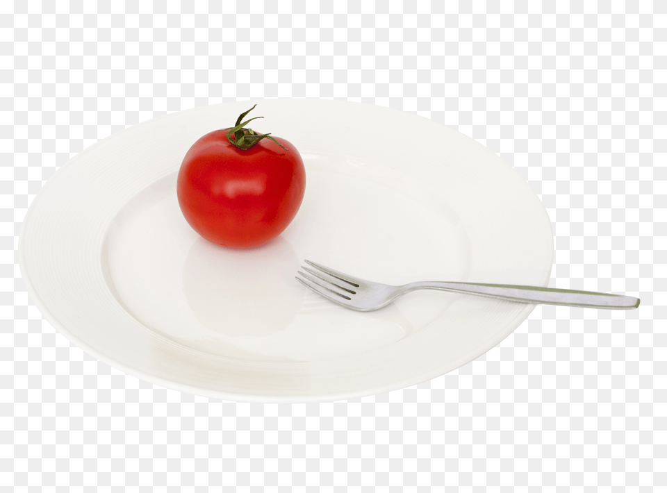 Pngpix Com Plate Tomato Fork Transparent Image, Cutlery, Food, Plant, Produce Png