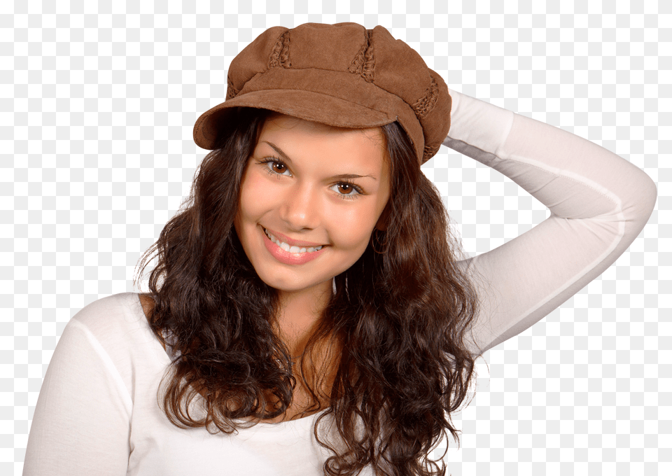 Pngpix Com Portrait Of Charming Girl In Brown Vintage Hat Image, Cap, Clothing, Sun Hat, Adult Free Png Download