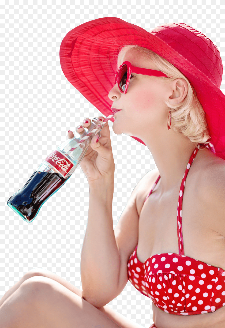 Pngpix Com Sexy Woman Drinking Coca Cola Drink Image, Clothing, Hat, Adult, Swimwear Free Png Download