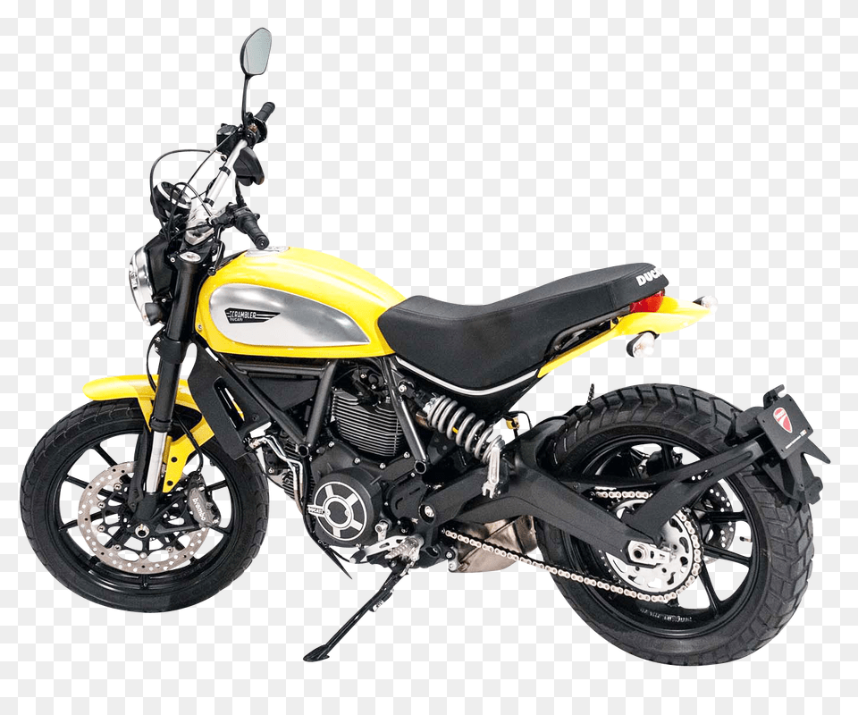 Pngpix Com Yellow Ducati Scrambler Motorcycle Bike, Spoke, Vehicle, Transportation, Machine Png Image
