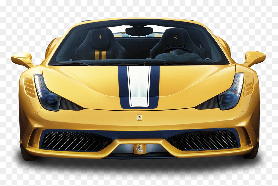 Pngpix Com Yellow Ferrari Front View Car, Vehicle, Coupe, Transportation, Sports Car Free Png