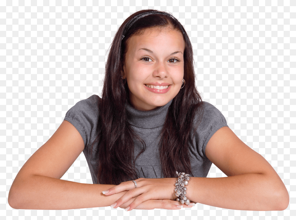 Pngpix Com Young Attractive Woman Sitting, Happy, Person, Hand, Finger Png