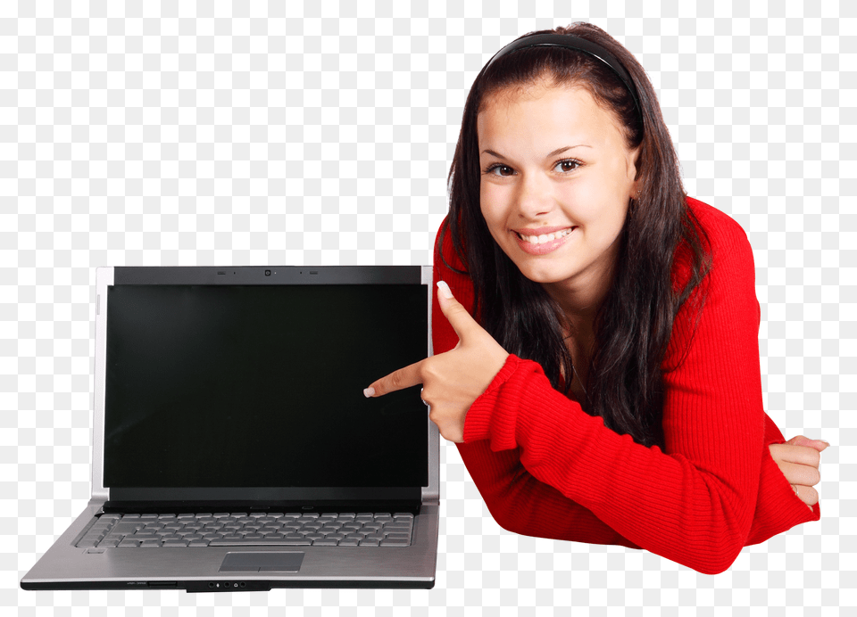 Pngpix Com Young Girl With Laptop Transparent Body Part, Person, Pc, Hand Png Image
